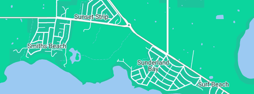 Map showing the location of Lawnstruck Plus in Sunderland Bay, VIC 3922
